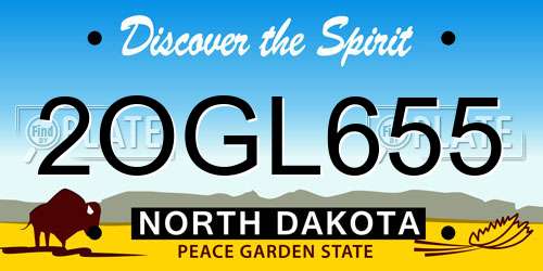 2OGL655 North Dakota License Plate