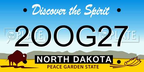 2OOG27 North Dakota License Plate