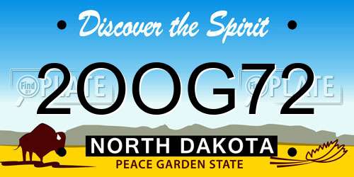 2OOG72 North Dakota License Plate