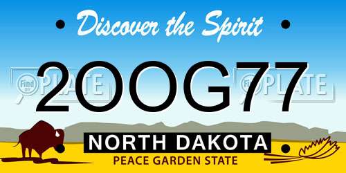2OOG77 North Dakota License Plate