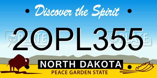 2OPL355 North Dakota License Plate