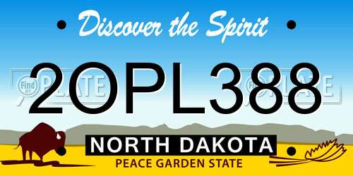 2OPL388 North Dakota License Plate