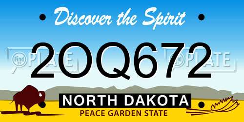 2OQ672 North Dakota License Plate