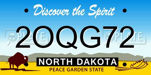 2OQG72 North Dakota License Plate