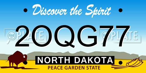 2OQG77 North Dakota License Plate