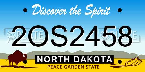 2OS2458 North Dakota License Plate