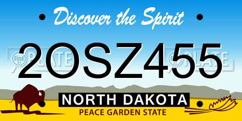 2OSZ455 North Dakota License Plate