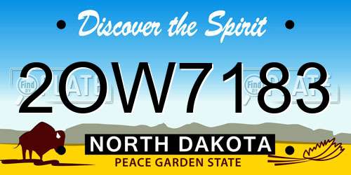 2OW7183 North Dakota License Plate