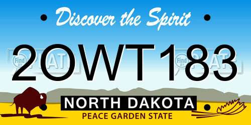 2OWT183 North Dakota License Plate