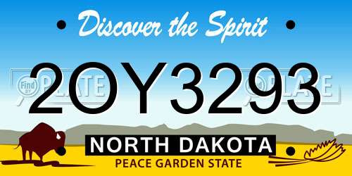 2OY3293 North Dakota License Plate