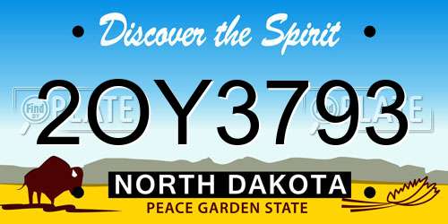 2OY3793 North Dakota License Plate