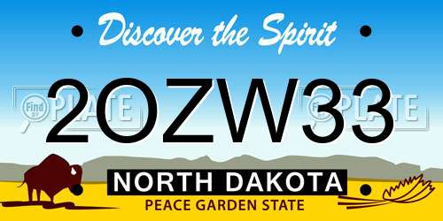 2OZW33 North Dakota License Plate