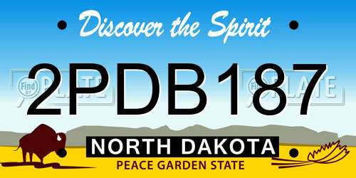 2PDB187 North Dakota License Plate