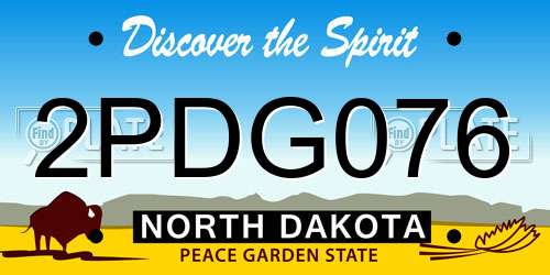 2PDG076 North Dakota License Plate