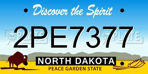 2PE7377 North Dakota License Plate