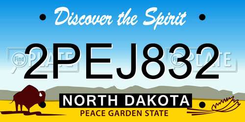 2PEJ832 North Dakota License Plate