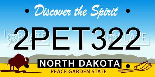 2PET322 North Dakota License Plate