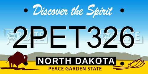 2PET326 North Dakota License Plate