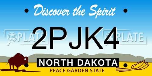 2PJK4 North Dakota License Plate