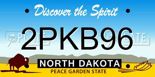 2PKB96 North Dakota License Plate