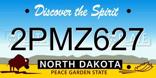 2PMZ627 North Dakota License Plate
