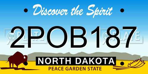 2POB187 North Dakota License Plate