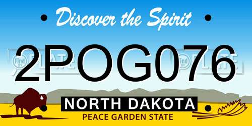 2POG076 North Dakota License Plate