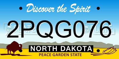 2PQG076 North Dakota License Plate