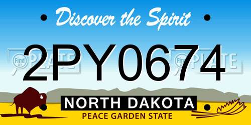 2PY0674 North Dakota License Plate
