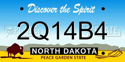 2Q14B4 North Dakota License Plate