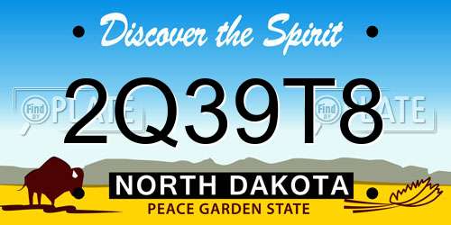2Q39T8 North Dakota License Plate