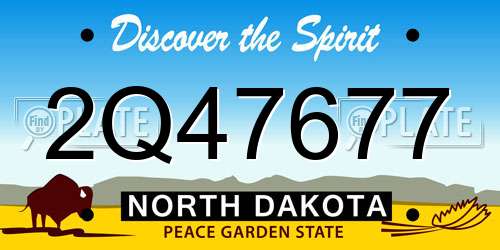 2Q47677 North Dakota License Plate