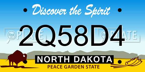 2Q58D4 North Dakota License Plate