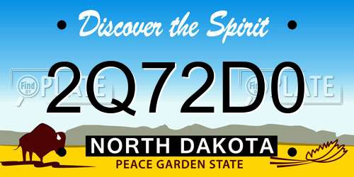 2Q72D0 North Dakota License Plate