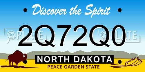 2Q72Q0 North Dakota License Plate