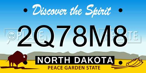 2Q78M8 North Dakota License Plate