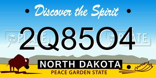 2Q85O4 North Dakota License Plate