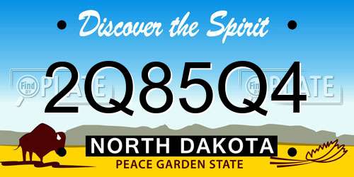 2Q85Q4 North Dakota License Plate