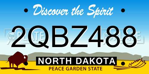 2QBZ488 North Dakota License Plate