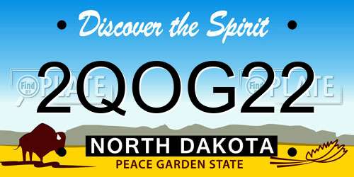 2QOG22 North Dakota License Plate