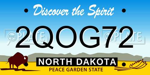 2QOG72 North Dakota License Plate