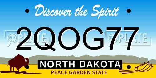 2QOG77 North Dakota License Plate