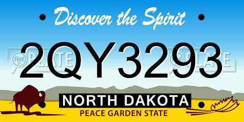 2QY3293 North Dakota License Plate