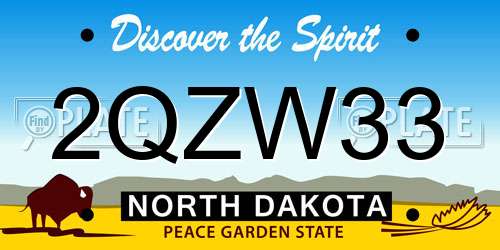 2QZW33 North Dakota License Plate