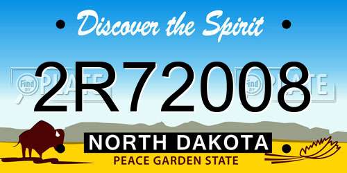 2R72008 North Dakota License Plate
