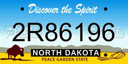 2R86196 North Dakota License Plate
