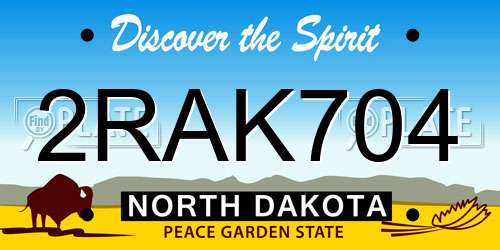 2RAK704 North Dakota License Plate