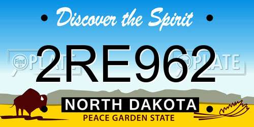 2RE962 North Dakota License Plate