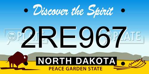 2RE967 North Dakota License Plate