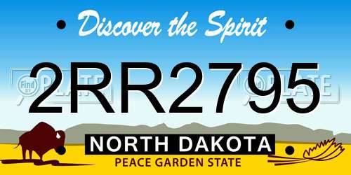 2RR2795 North Dakota License Plate